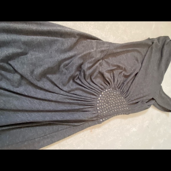 Dynamite asymmetrical grey dress with studded detail and ruching at waist - Picture 2 of 6